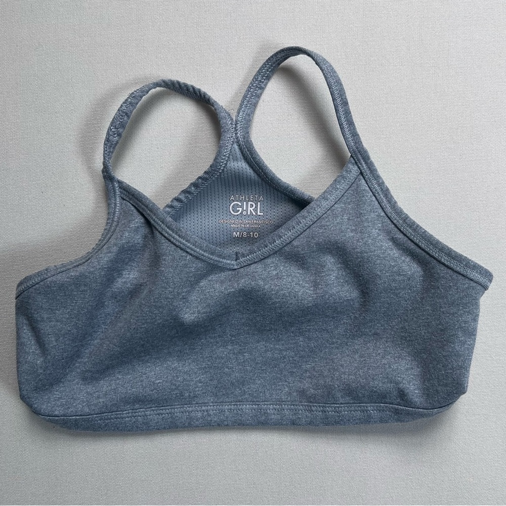 Athleta Girl Gray Racer Back Sports Bra Size M 8/10